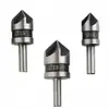 Herramienta de Chaflán de Cinco Hojas con Vástago Hexagonal de 3 Piezas Abreagujeros de 90 Grados Herramienta de Desbarbado para Carpintería Broca de Chaflán