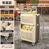 Carrito de Compras para el Hogar, Carrito Plegable Portátil de Doble Capa, Carrito de Compras Portátil con Barra de Tiro de Gran Capacidad