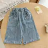 Jeans Casuales de Dibujos Animados Nuevos para Niñas, Temporada Primavera y Otoño 2026, Pantalones Rectos con Bordado de Gato Lindo, Clase A Tendencia
