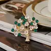 Broche de Aleación y Resina de Alta Gama con Diamantes en Forma de Árbol Grande, Accesorio de Moda para Ropa en Abrigos, Pin Antiexposición