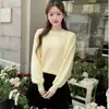 Blusa de Tricô com Manga Longa, Gola Redonda, Flores 3D Bordadas, Moda Versátil Estilo Coreano para Mulheres - Outono/Inverno 2025