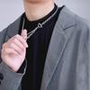Colar de Personalidade Europeia e Americana Camada Dupla Fivela OT Masculino e Feminino Simples Hip Hop Punk Corrente Grossa e Fina Curta Corrente de Moletom Corrente de Suéter