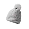 Gorro de Lana Tejido con Patrón de Diamantes de Sarja Nuevo Europeo y Americano con Forro de Felpa Engrosado Protección contra el Frío Simple Versátil para Esquiar Gorro de Mujer