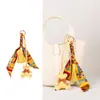 Novo Lenço de Seda de Moda de Luxo Borla de Couro Pingente de Coração Ornamento Tecido para Bolsa Chaveiro de Carro