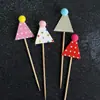 Topo de Bolo Chapéu Pequeno Colorido, Decoração Divertida de Bolo, Triângulo de Bola de Pelo Surpresa de Aniversário