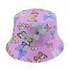 Chapéu de pescador dupla face com estampa de borboleta outono e inverno transfronteiriço feminino primavera e verão estilo coreano chapéu de rede pequeno chapéu de sol proteção solar