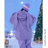 Conjunto de Traje de Esquí a la Moda a Prueba de Viento e Impermeable con Orejas de Conejo para Parejas con Pantalones de Esquí de Piel de Zorro Plateado