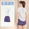 Conjunto de Ropa para Pilates Yoga Camiseta de Manga Corta de Gama Alta Secado Rápido para Mujer Primavera Adelgazante Moldeador Corporal Top Deportivo Ropa de Fitness