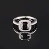Anillo Cuadrado de Moda de Lujo de Alta Gama Estilo Nuevo Europeo y Americano Transfronterizo Anillo de Diamante Venta Caliente Mujeres Aliexpress Transfronterizo R820