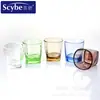 Vaso Cuadrado de Vidrio de Colores Hibi Witty 300ml Set Vaso para Whisky Vaso Cuadrado Azul Verde Morado Dorado