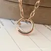 Collar Kajia de tachuelas totalmente de diamantes con puntas y extremos de diamante, cadena para la clavícula, grueso bañado en oro rosa de 18 quilates, finamente elaborado, mismo estilo que el colgante de influencer popular