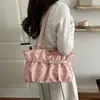 Bolsa de mão plissada com poá estilo coreano para mulheres, nova tendência de moda 2026, bolsa de ombro versátil para o dia a dia, bolsa tote transversal