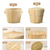 Cubo para Cocer Arroz al Vapor de Madera de Cedro, Cesta Pequeña Comercial para Cocer al Vapor, Vaporera de Bambú para Arroz Pegajoso