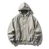 Jaqueta Bomber com Capuz Lavada Oversized da Marca Japonesa Trendy RUMENG Masculina Primavera/Outono Punk Bonita Versátil para o Dia a Dia Casual