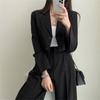Conjunto Elegante de Blazer Curto com Lapela para Mulheres, Estilo Europeu e Americano, Nova Coleção Primavera/Outono, Estilo Transfronteiriço, para o Trabalho Pg238