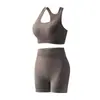 Moda Europeia e Americana Transfronteiriça Conjunto de Top Fitness Yoga Sem Costura e Shorts Esportivos Sexy Venda por Atacado