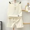 Colete Infantil Conjunto Verão Waffle Meninos e Meninas Shorts Roupas de Verão Roupa de Bebê Roupas Infantis Fabricante Lote