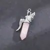 Colgante de Cristal de Piedra Natural, Colgante de Cristal Rosa Amatista, Accesorio de Collar de Columna Hexagonal de Punta Única, Colgante de Collar Péndulo