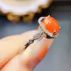 Anillo de Ópalo de Fuego al por Mayor de Fábrica Plata S925 Incrustado con Piedra Principal 7*9 Joyería de Lujo Venta Directa de Fábrica Exclusivamente para Suministro Transfronterizo