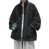 Chaqueta Polar Americana con Cuello Alto para Hombre Otoño Vintage Diseño Holgado Top Moda Callejera Marca de Moda Chaqueta Casual