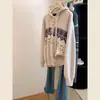 Suéter con Capucha Estilo Fair Isle Rojo para Mujer, Nuevo Top Elegante Holgado de Otoño e Invierno, Tejido de Estilo Perezoso de Principios de Primavera, Artículo Más Vendido