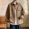 Jaqueta camisa masculina para primavera e outono, jaqueta cardigã de workwear nova de alta qualidade para adolescentes, estilo casual japonês de Hong Kong