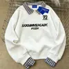 Sudadera de Forro Polar de Dos Piezas Falsas Holgada Estilo Coreano Otoño e Invierno 2025 Unisex Retro Moda Urbana Versátil