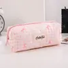 Estuche de Lápices de Estilo Coreano de Alta Apariencia con Lazo Bolsa de Almacenamiento para Papelería Estudiantil Bolsa Simple para Maquillaje Caja de Lápices Caja de Papelería para Niñas