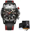 Reloj de cuarzo LIGE para negocios con correa de silicona, correa de silicona rosa dorado y azul, correa de silicona rosa dorado y negra, todo negro con calendario para hombre