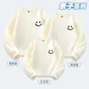 Suéter vermelho simples com carinha sorridente para outono e primavera para alunos do ensino fundamental e médio, jardim de infância, atividade pai-filho, roupas de apresentação, roupas de Ano Novo