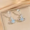 Brincos Explosivos Rainha Mãe Zircônia Cintilante Saturno Femininos de Alta Qualidade Exquisitos Estilo Celebridade Acessórios de Orelha de Luxo Leve