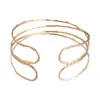 Pulsera Abierta Geométrica Cruzada Metálica Multicapa Europea y Americana Moda Simple Elegante de Gama Alta Pulsera para Mujeres