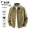 Camisa masculina longa lavada para atacado transfronteiriço, corte solto, absorvente de suor, roupa de trabalho casual, camisa fina estilo americano para primavera e outono