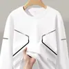 Camiseta de manga larga para hombre, de corte holgado y oversized, perfecta como capa base para el otoño, con estampados de moda y colores lisos, versátil y elegante