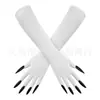 Accesorios para Mujer de los Años 1920 Spandex Satén Flocado Guantes de Charol Accesorios de Disfraz para Fiesta de Baile Transfronteriza en Stock