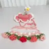 Colar de Flor de Lírio-do-Vale Crochê Feito à Mão para Pet, Coleira de Gato Tricotada Fofa, Babador de Gato, Babador de Cachorro, Toalha de Saliva