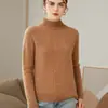 Suéter de Cashmere Feminino 100% Cashmere Puro Gola Alta Meia Gola Cor Sólida Feminino Grosso Torcido Pulôver Manga Longa Solto Suéter de Tricô