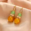 Weidni Nuevo Estilo Chino Ámbar Alta Lujo Ganchos para Orejas Retro Diseño de Estilo Nacional Falda Mamian Cheongsam Hanfu Pendientes Venta al por Mayor