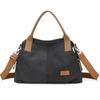 Bolsa Tote Vintage Comércio Exterior Feminina Nova 2024 Bolsa Feminina Simples Popular Bolsa de Ombro Feminina Lona Portátil Bolsa Grande