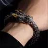 Pulsera Retro de Dragón Hecha a Mano para Hombre, Pulsera Plateada Retro Dominante de Moda, Estilo Mecánico, San Valentín de Gama Alta
