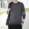 Sudadera de cuello redondo para hombre para primavera y otoño 2025, estilo nuevo para adolescentes, corte holgado, negra, peso pesado, sin capucha, versátil