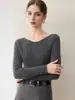 Super valoriza o corpo~ Suéter de cashmere sem costura para mulheres, ombro a ombro, justo, realça a silhueta, segunda pele de tricô, suéter de lã