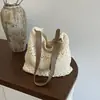 Bolsa de Tecido Casual de Grande Capacidade para Mulheres 2026 Novo Estilo Simples para Trabalho e Deslocamento Bolsa de Ombro Moda Bolsa Tote com Recortes