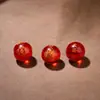 Contas de Vidro Vermelho com Estampagem Dourada dos Doze Budas do Ano de Nascimento do Zodíaco, Contas Soltas das Divindades Guardiãs dos Doze Signos do Zodíaco, Imitação de Vidro Ágata Vermelha Atacado