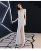 Vestido de Noite Branco Cauda de Peixe para Banquete Feminino Nicho Elegante Acessível Luxo Sexy Um Ombro Anfitriã Fenda Longa