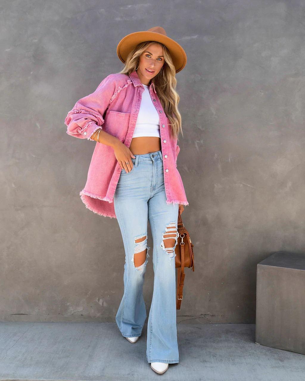 albertacottonfrayedshacketpink