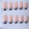 Venta Caliente Comercio Exterior 24 Piezas Parches para Uñas Estilo Chica Popular Europea y Americana Clásico Brillo Francés Cuadrado de Longitud Media Uñas Portátiles