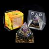 Adorno de Pirámide de Bola de Cristal Natural, Pieza de Decoración para el Hogar de Grava de Cristal Recubierta de Resina, En Caja
