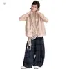 Conjunto Elegante de Otoño para Niñas: Chaleco de Piel Sintética, Camisa Base con Dobladillo de Encaje, Conjunto de Pantalones de Pierna Ancha a Cuadros