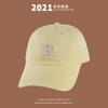 Gorra de béisbol coreana con parte superior rígida y letra R, para mujer, con alero curvo, parasol, estilo japonés, para primavera y otoño, de moda, color azul Klein.